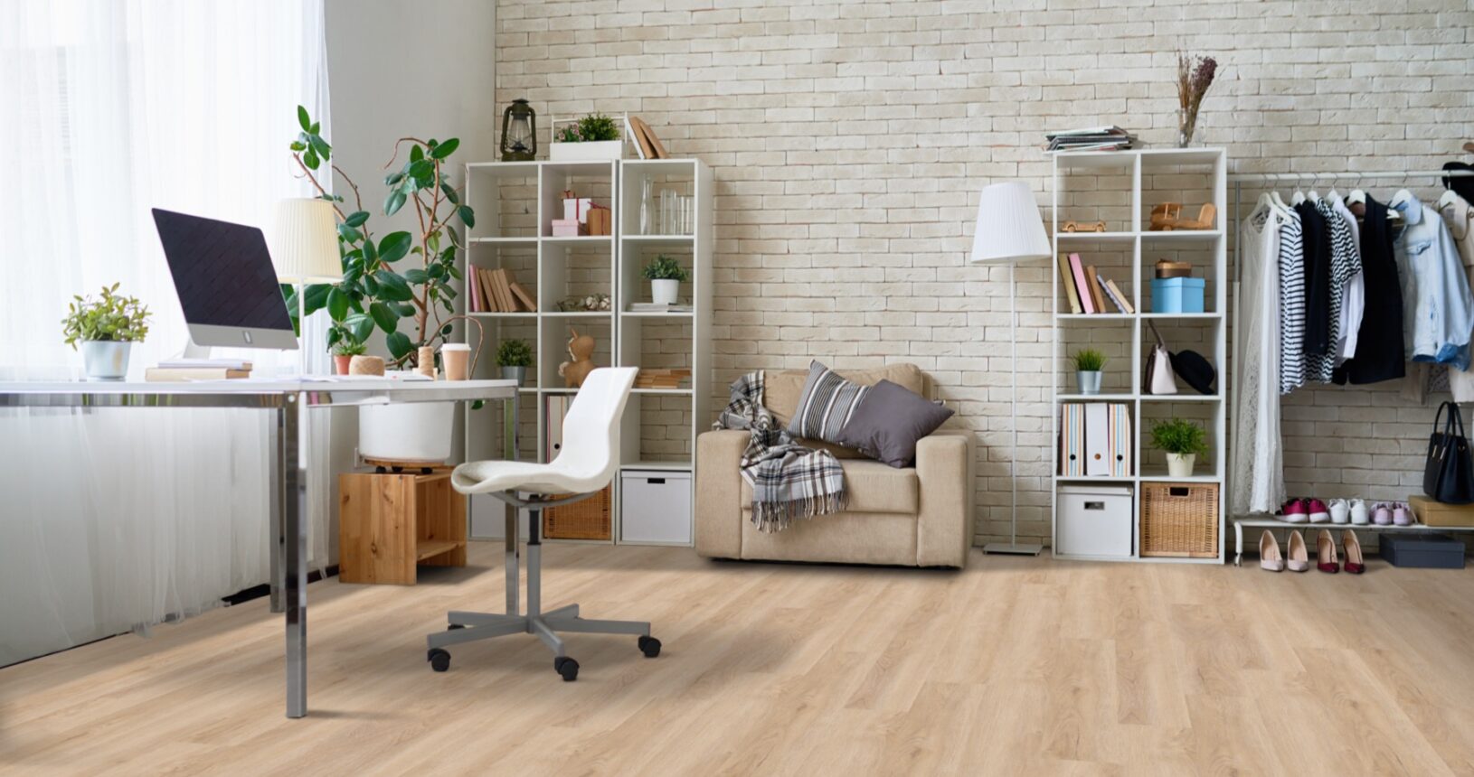 2FAVE Computer Desk Alabaster Oak Sierra