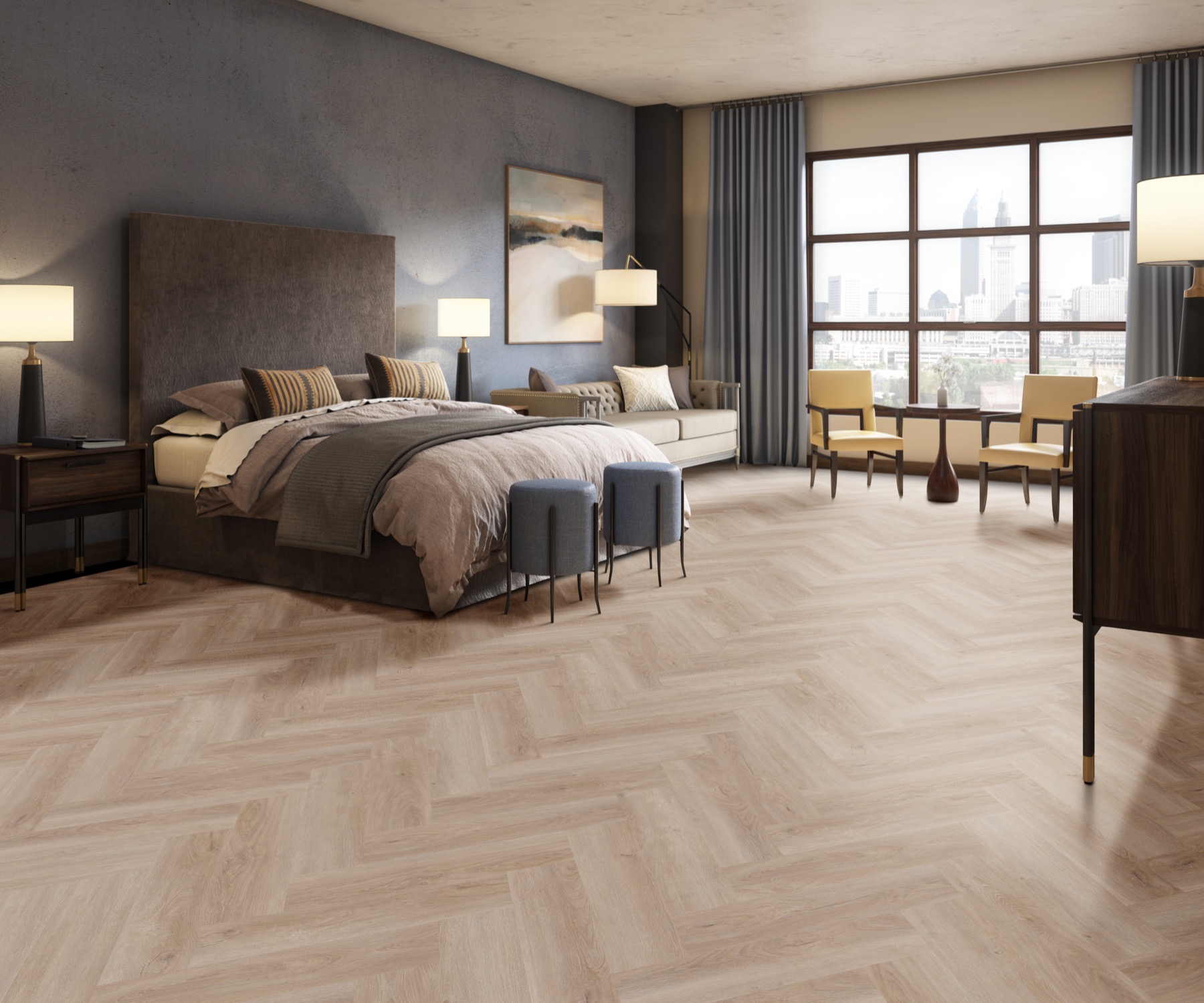 SWAY Bedroom_AlabasterOakVilla_Herringbone