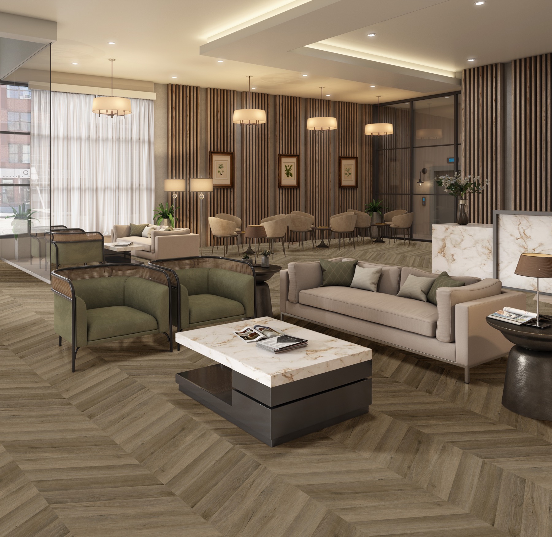 SWAY Lobby_Acacia Oak Primrose_Chevron